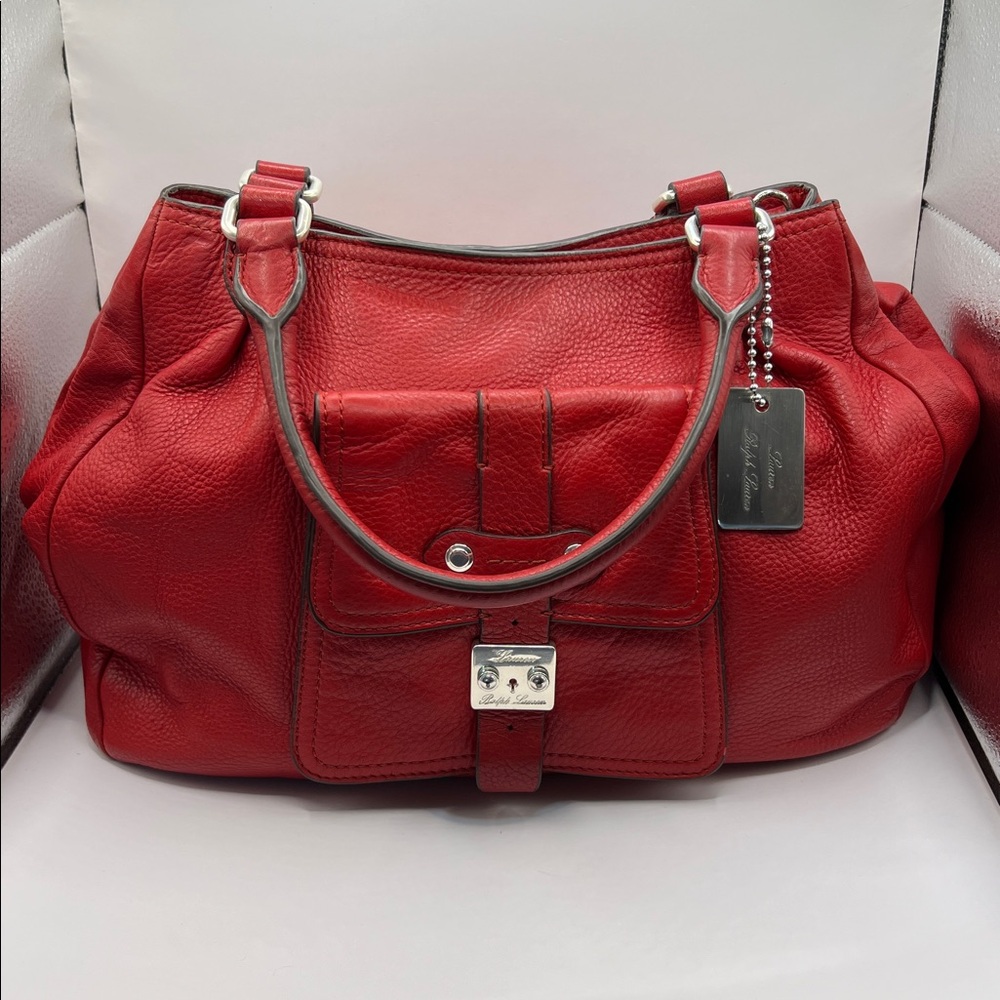 Vintage RL Ralph Lauren RL67 Red leather hobo style shoulder bag Purse Handbag